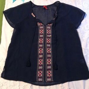Sheer navy top